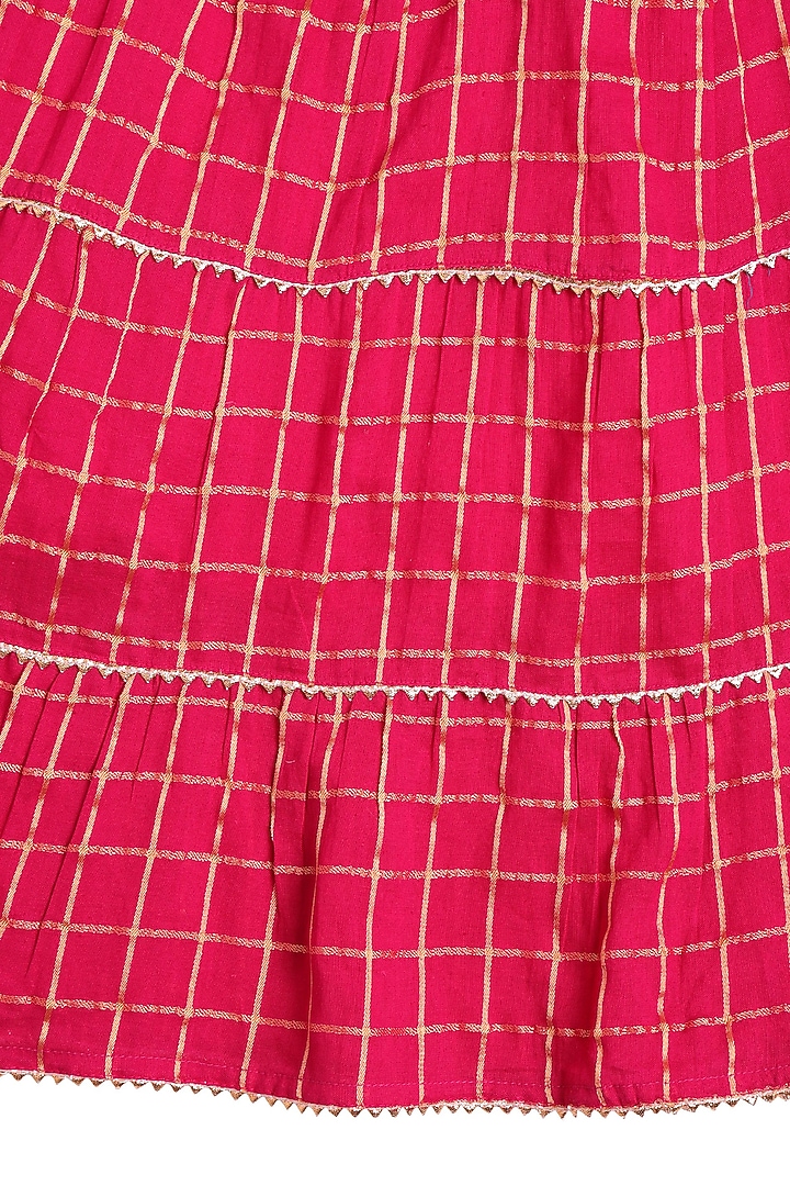 Fuchsia Cotton Dyed Lehenga Set For Girls by My Litte Lambs at Pernia's Pop Up Shop