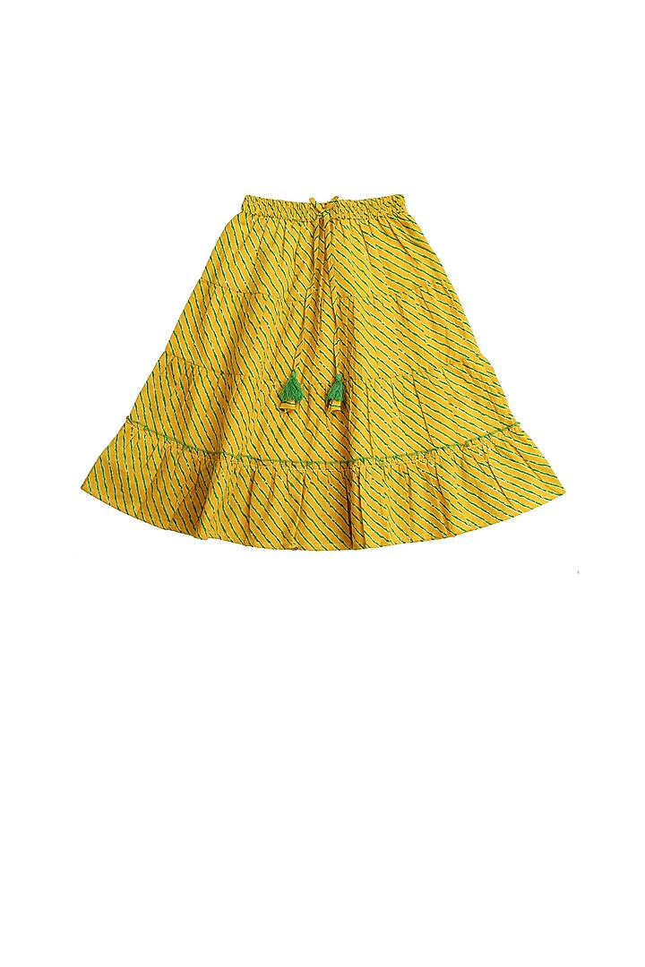 Peach Cotton Lehenga Set For Girls by My Litte Lambs at Pernia's Pop Up Shop