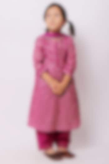 Purple Viscose Cotton Kurta Set For Girls by My Litte Lambs