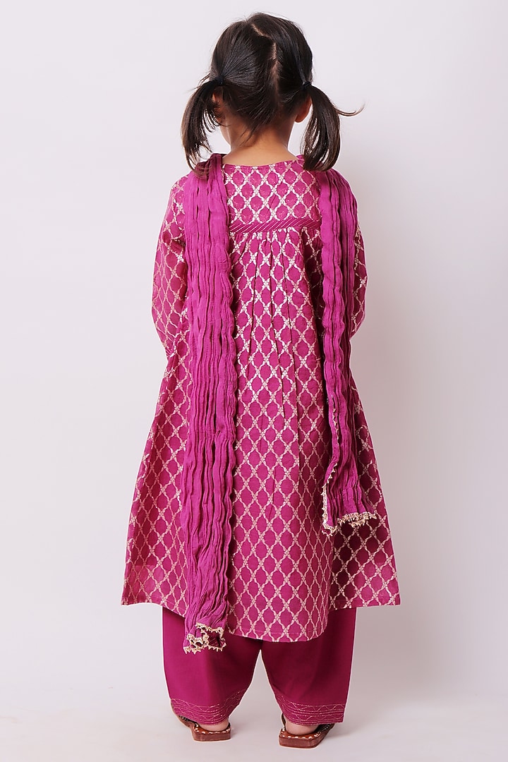 Purple Viscose Cotton Kurta Set For Girls by My Litte Lambs at Pernia's Pop Up Shop