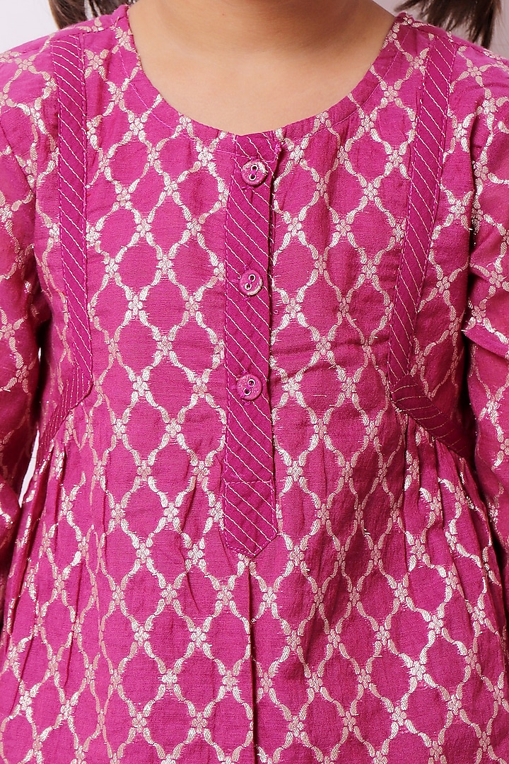 Purple Viscose Cotton Kurta Set For Girls by My Litte Lambs at Pernia's Pop Up Shop