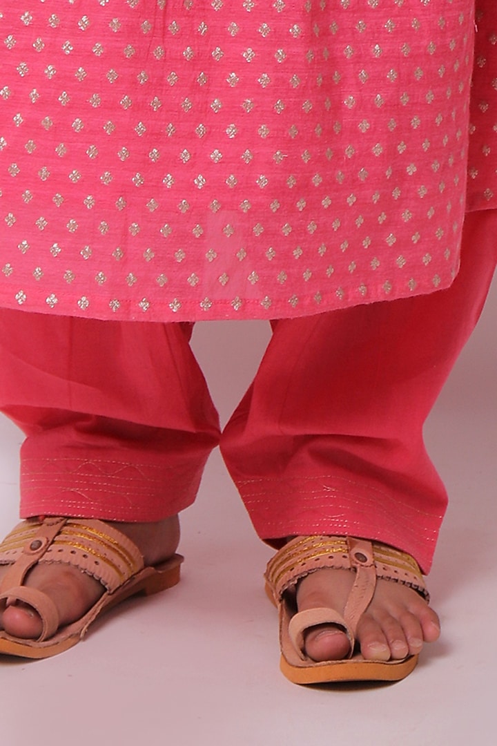 Pink Viscose Cotton Kurta Set For Girls by My Litte Lambs at Pernia's Pop Up Shop