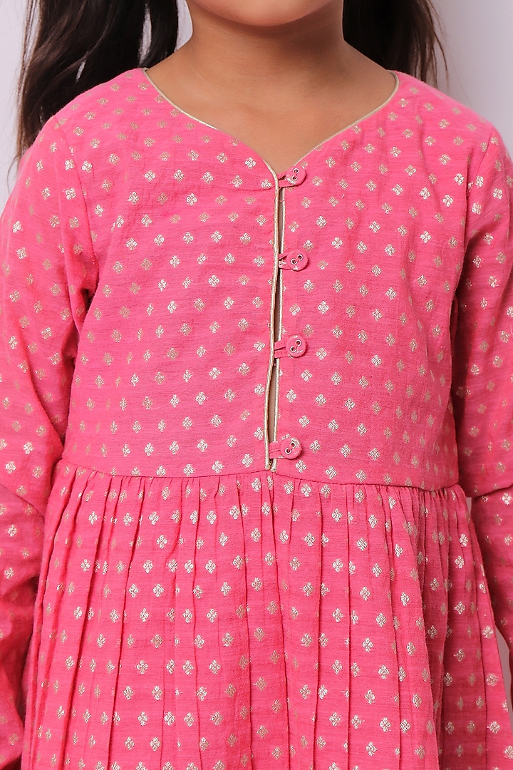 Pink Viscose Cotton Kurta Set For Girls by My Litte Lambs at Pernia's Pop Up Shop