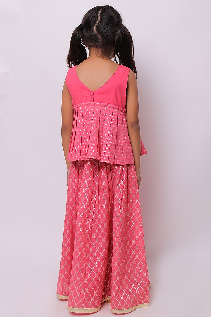 Pink Viscose Cotton Lehenga Set For Girls by My Litte Lambs at Pernia's Pop Up Shop