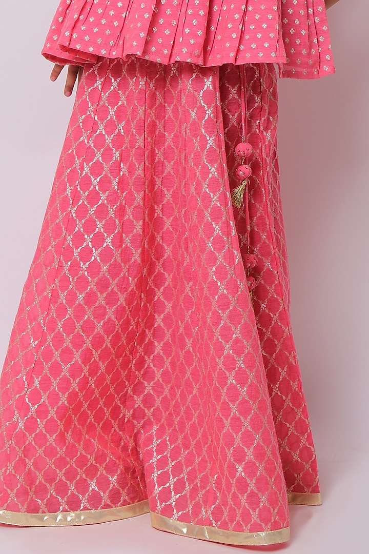 Pink Viscose Cotton Lehenga Set For Girls by My Litte Lambs at Pernia's Pop Up Shop