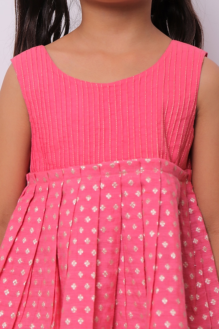 Pink Viscose Cotton Lehenga Set For Girls by My Litte Lambs at Pernia's Pop Up Shop