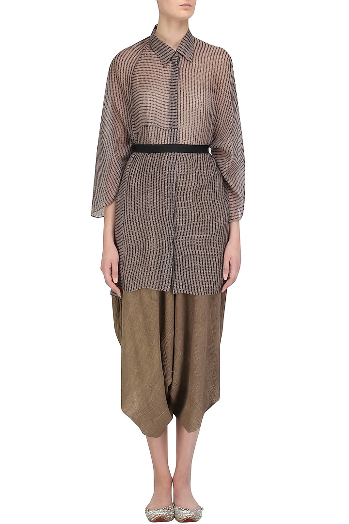 Grey Block Printed Oversized Shirt available only at Pernia's Pop Up Shop.