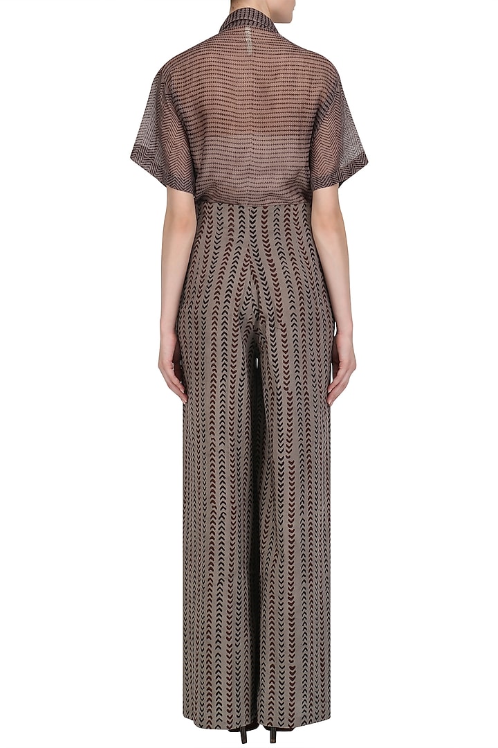 Grey Block Printed Shirt and palazzo pants set available only at Pernia's Pop Up Shop.