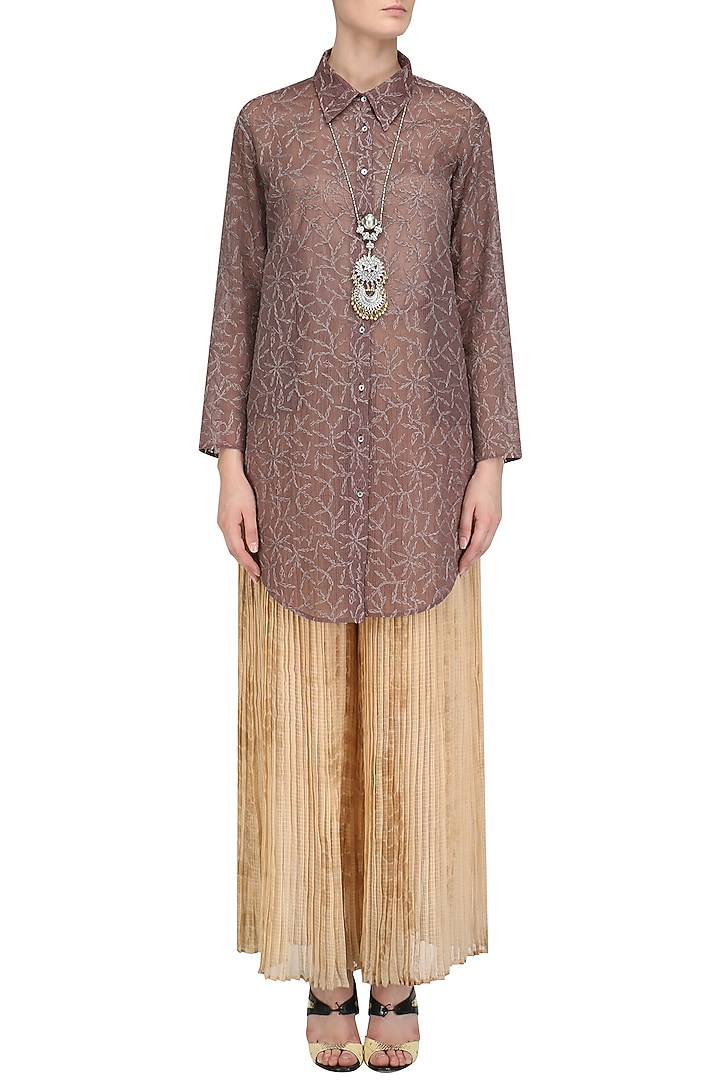 Onion Pink Chikankari Embroidered Tunic available only at Pernia's Pop Up Shop.