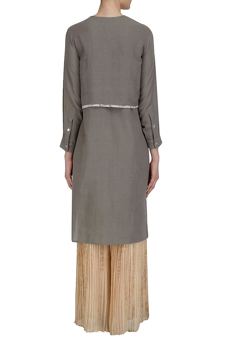 Grey Khadi Short Tunic available only at Pernia's Pop Up Shop.