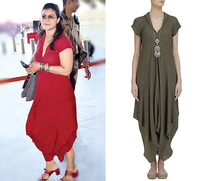 Olive Crinkled Cotton Long Tunic available only at Pernia's Pop Up Shop.