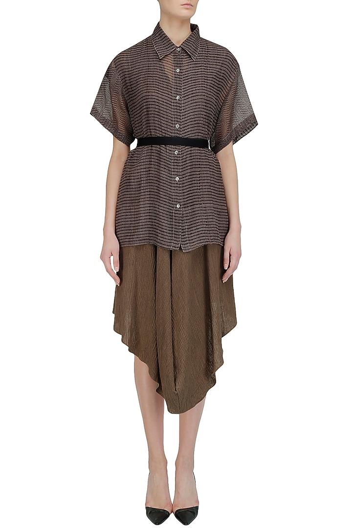 Olive Crinkled Cotton Dhoti Pants available only at Pernia's Pop Up Shop.
