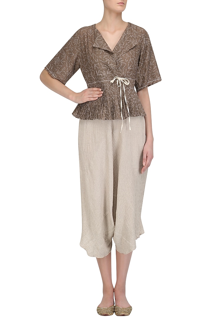 Broken White Crinkled Dhoti Pants available only at Pernia's Pop Up Shop.