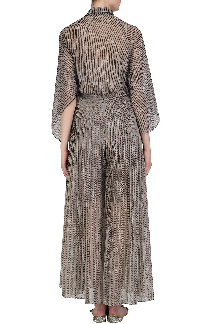 Grey Block Printed Pleated Palazzo Pants available only at Pernia's Pop Up Shop.
