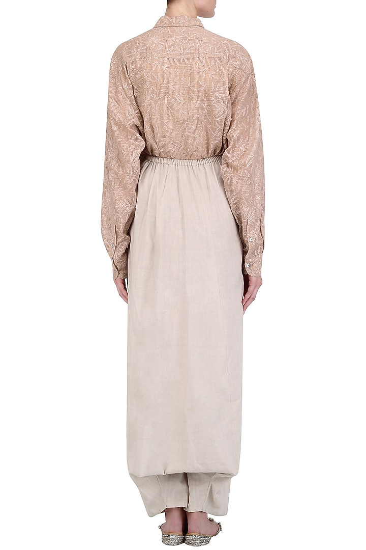 Blush Chikankari Embroidered Kota Shirt available only at Pernia's Pop Up Shop.