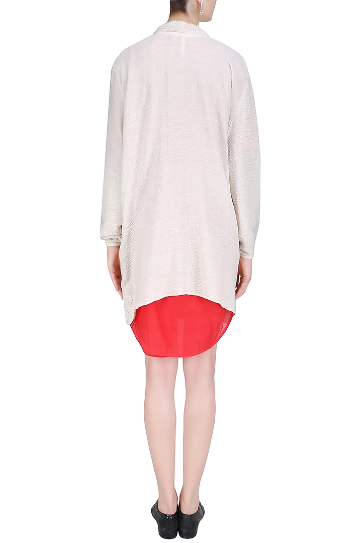 Ecru color crinkled front open jacket available only at Pernia's Pop Up Shop.