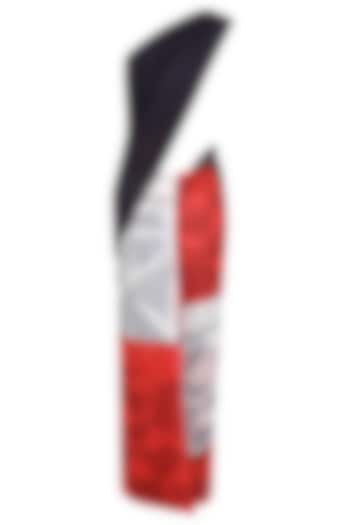 Black, red and ecru tye and dye saree available only at Pernia's Pop Up Shop.