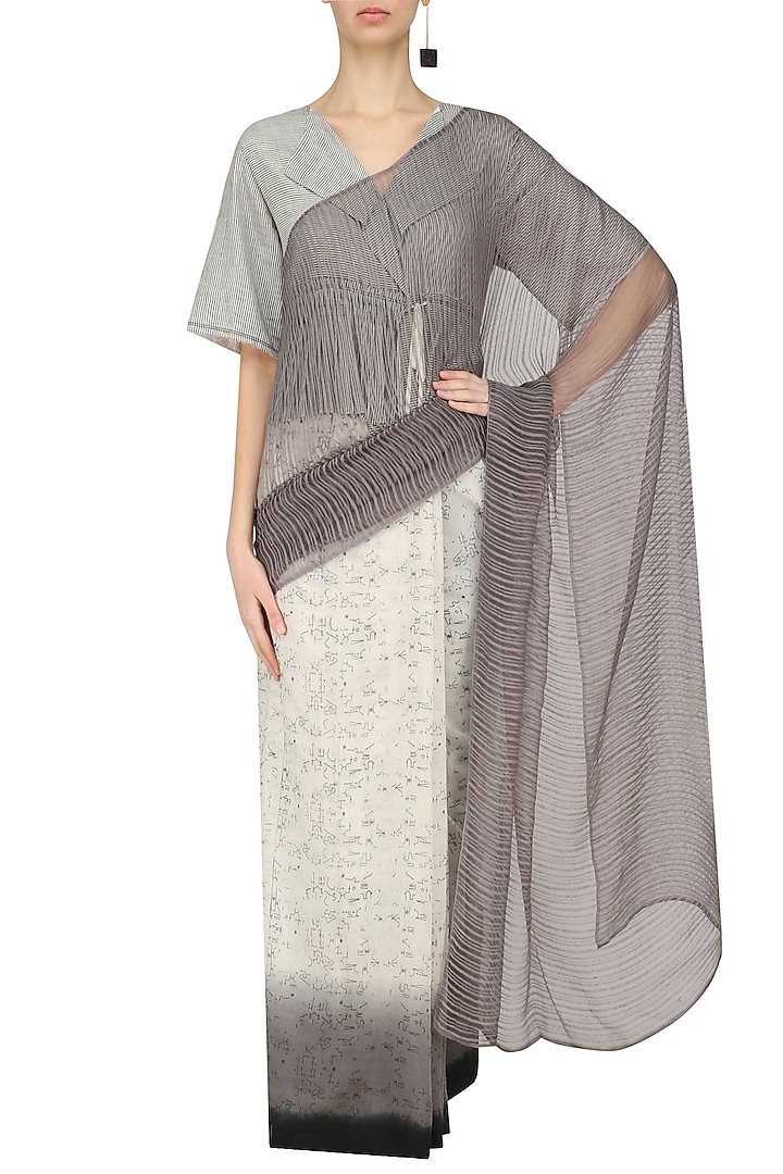 Ecru and grey ombre saree available only at Pernia's Pop Up Shop.