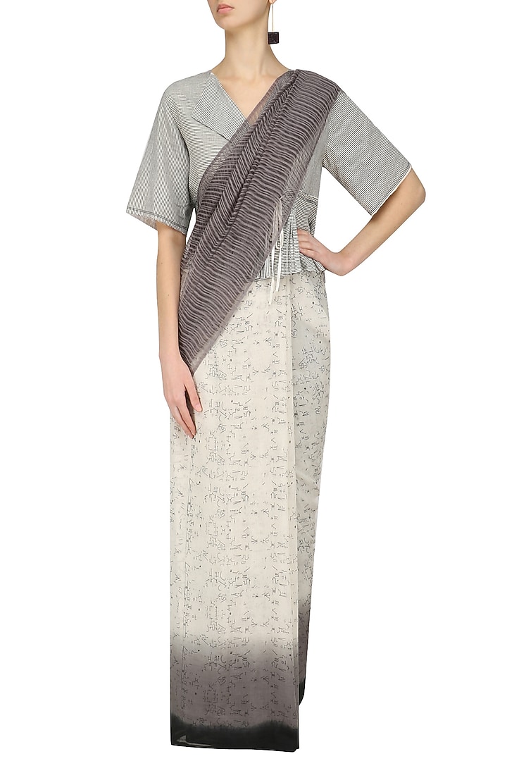 Ecru and grey ombre saree available only at Pernia's Pop Up Shop.