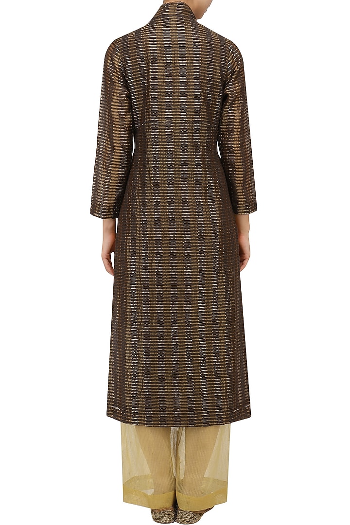 Chocolate brown textured silk jacket available only at Pernia's Pop Up Shop.