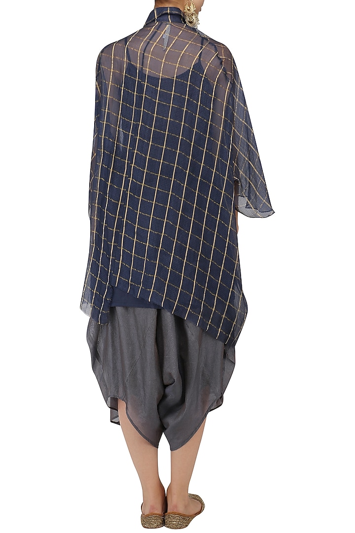 Indigo thin stripes silk dhoti pants available only at Pernia's Pop Up Shop.