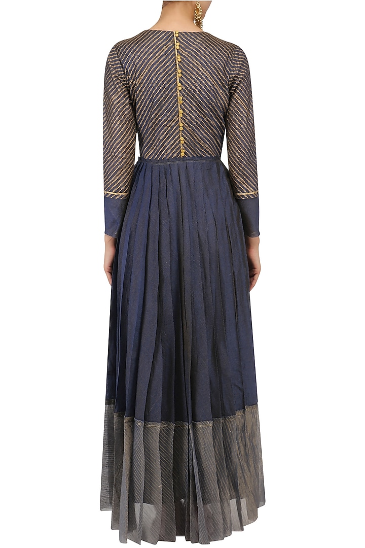 Indigo pleated strip maxi available only at Pernia's Pop Up Shop.