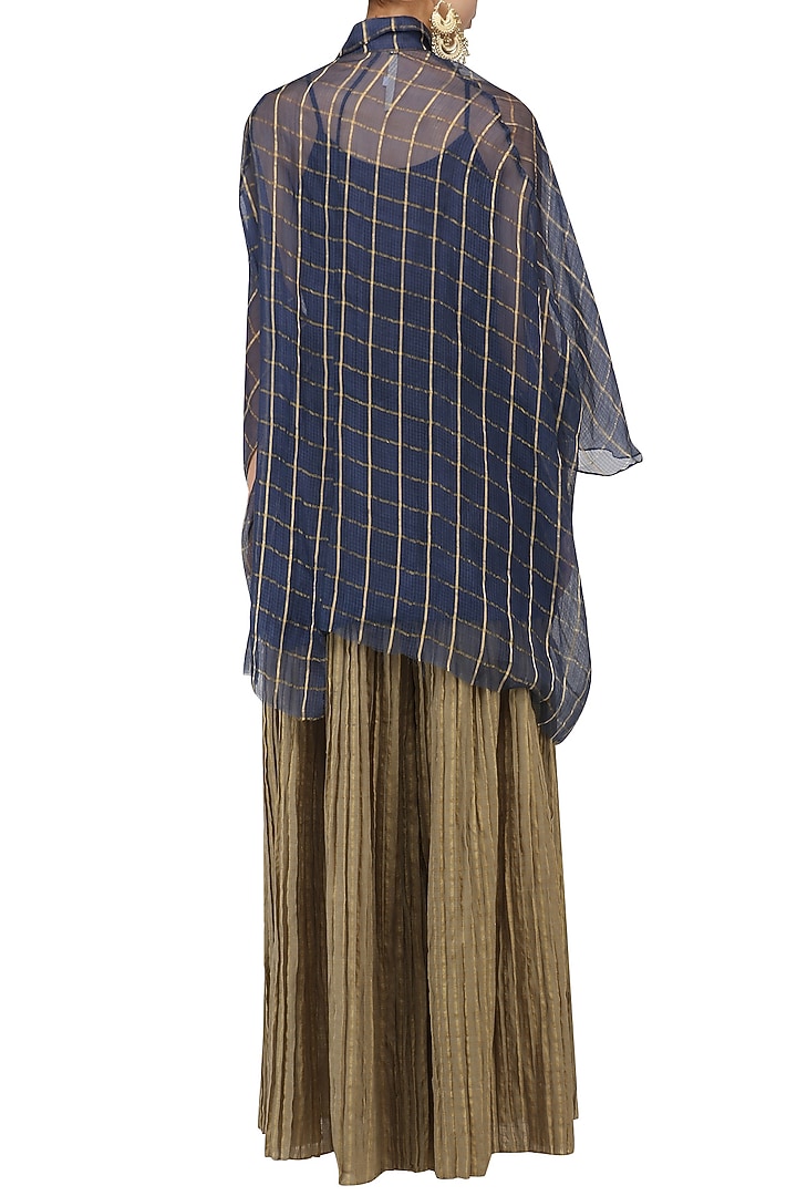 Indigo oversized block printed shirt available only at Pernia's Pop Up Shop.