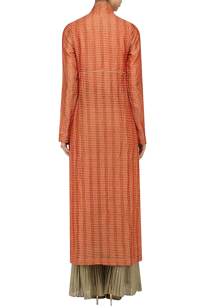 Rust textured long jacket available only at Pernia's Pop Up Shop.