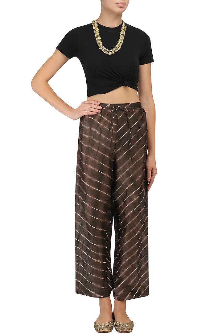 Chocolate brown leheria print culottes available only at Pernia's Pop Up Shop.
