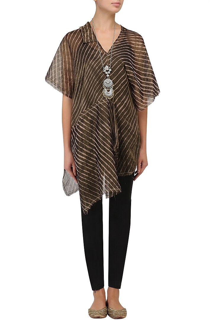 Chocolate brown leheria poncho top available only at Pernia's Pop Up Shop.