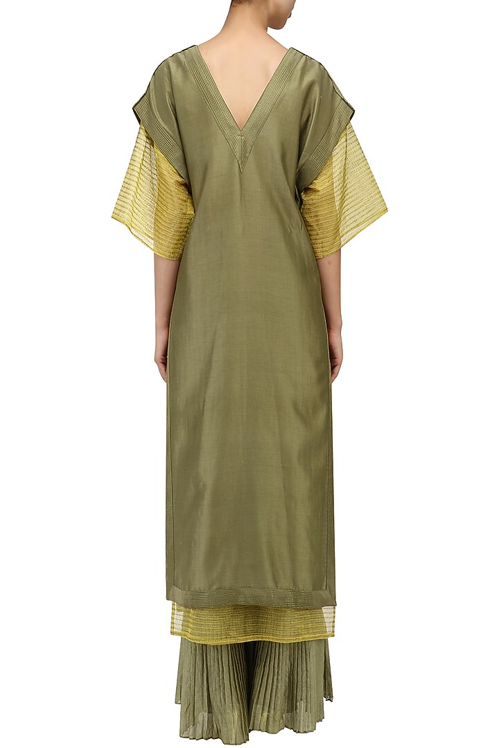 Teal and ochre block printed tunic available only at Pernia's Pop Up Shop.