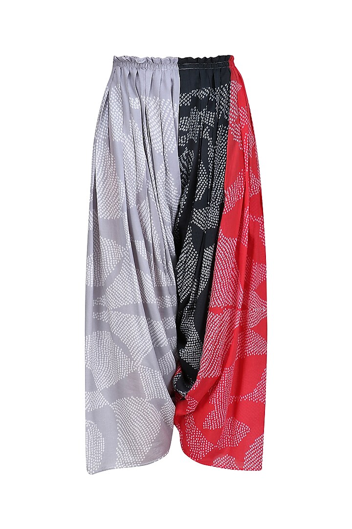 Grey, Ecru and Red Printed Salwar Pants by Urvashi Kaur