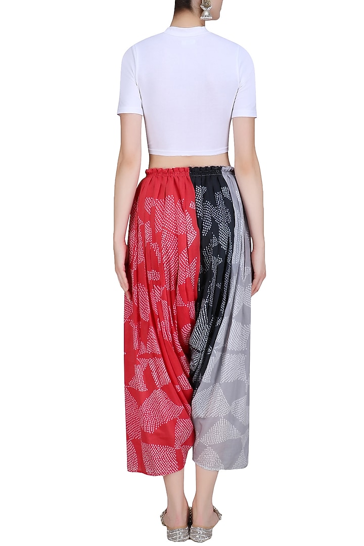 Grey, ecru and red printed salwar pants available only at Pernia's Pop Up Shop.