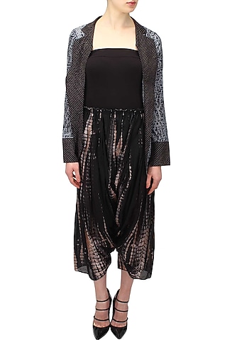 Blush and black tie and dye salwar pants by Urvashi Kaur