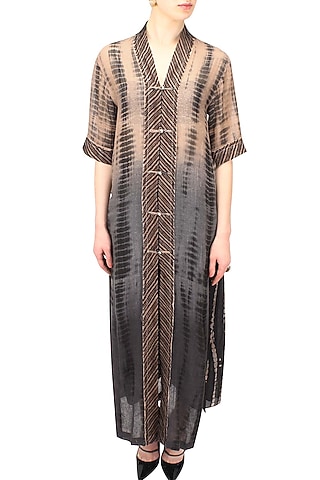 Blush and grey tie and dye printed tunic by Urvashi Kaur