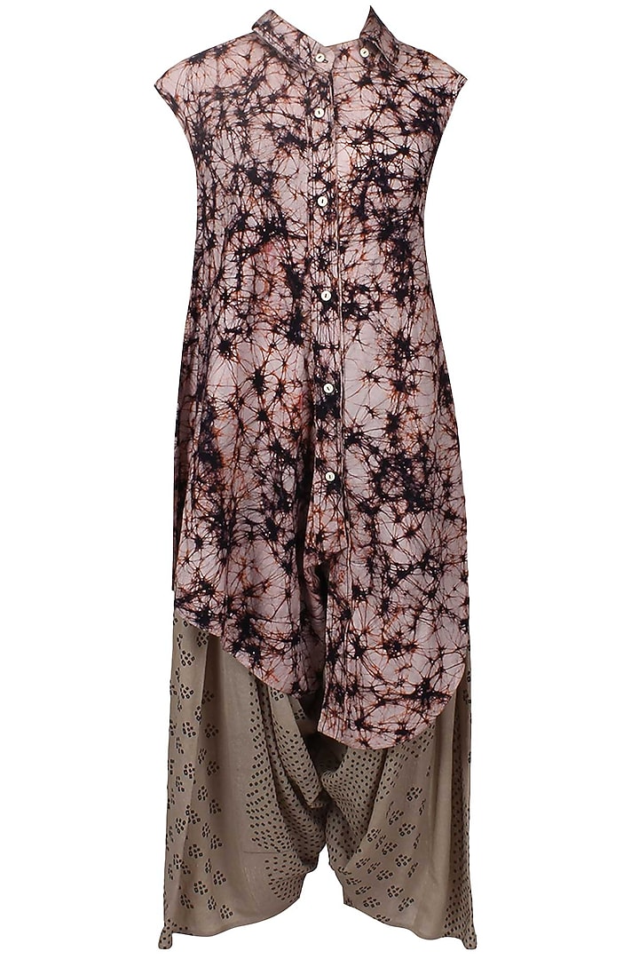 Blush and black printed asymmetric shirt available only at Pernia's Pop Up Shop.