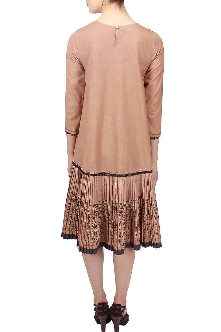 Blush and black striped pleated dress available only at Pernia's Pop Up Shop.