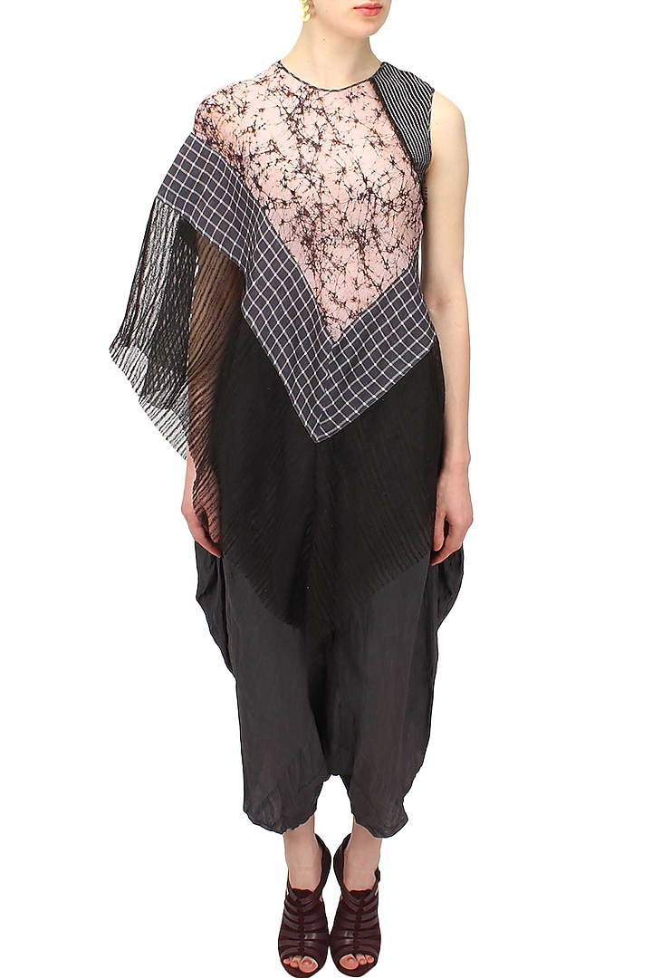 Blush and black digital printed one shoulder top available only at Pernia's Pop Up Shop.