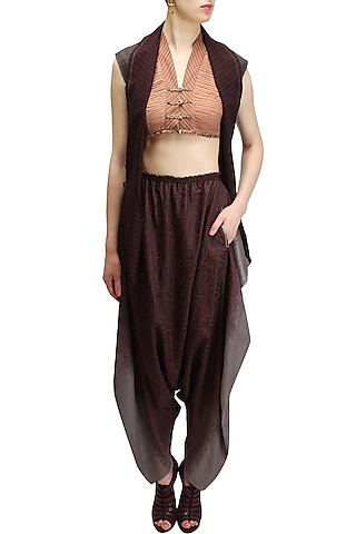 Wine and grey ombre salwar pants by Urvashi Kaur