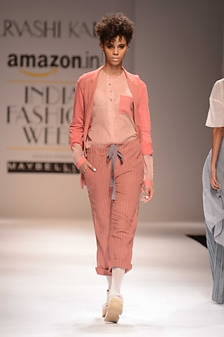 Pink and Rust Chino Pants by Urvashi Kaur