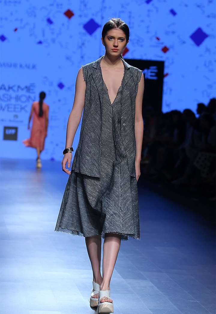 Grey A line dress by Urvashi Kaur