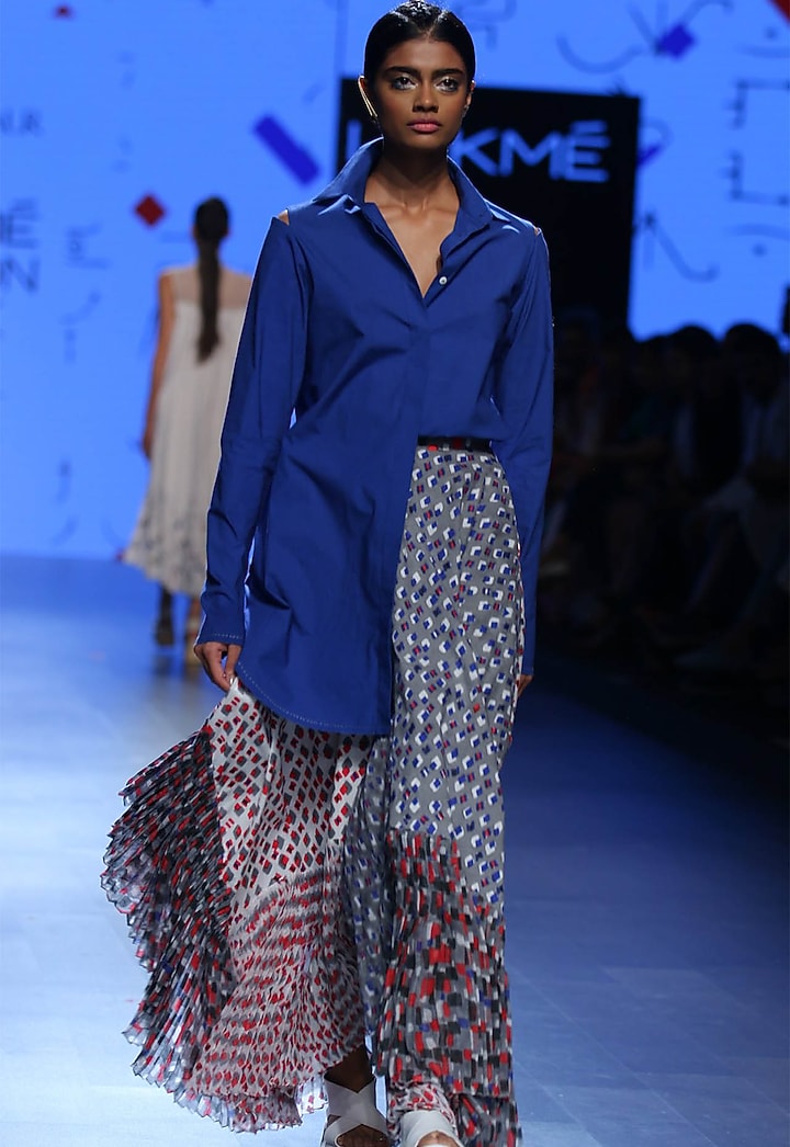 Blue khadi shirt available only at Pernia's Pop Up Shop.