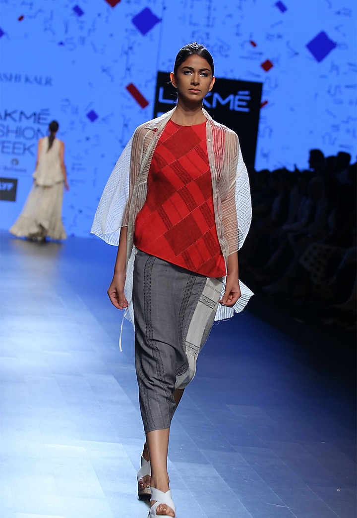 Red self printed top available only at Pernia's Pop Up Shop.