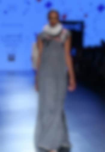 Grey three tier pleated tent dress available only at Pernia's Pop Up Shop.