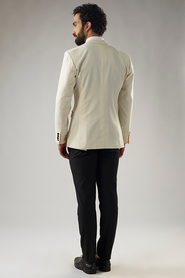 Ivory Terry Rayon Tuxedo Set by UMANG MEHTA at Pernia's Pop Up Shop