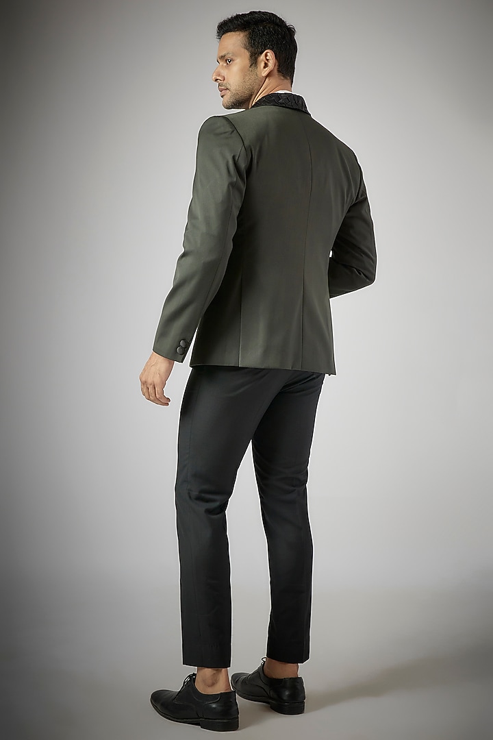 Green Terry Rayon Tuxedo Set by UMANG MEHTA at Pernia's Pop Up Shop