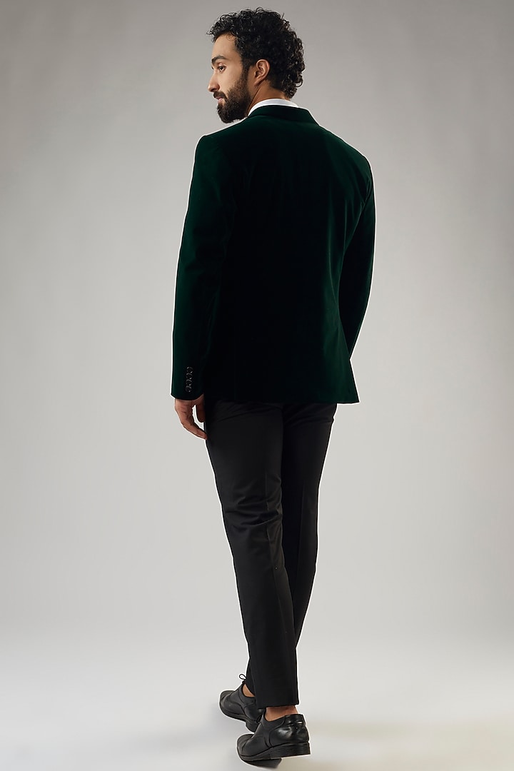 Green Terry Rayon Tuxedo Set by UMANG MEHTA at Pernia's Pop Up Shop