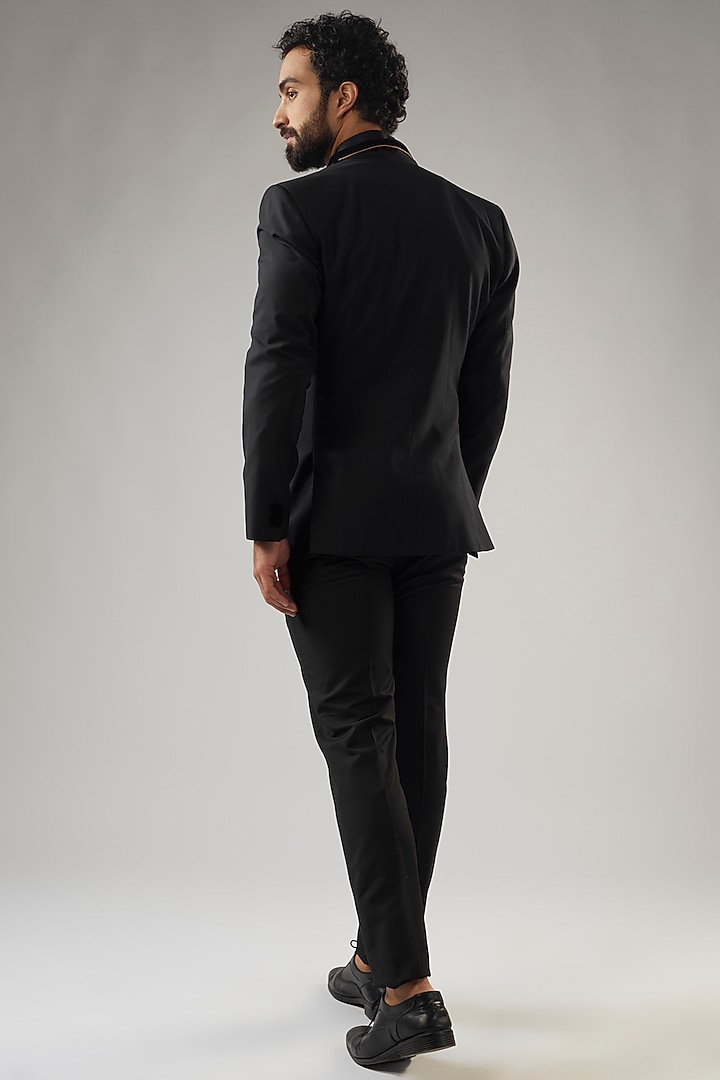 Black Terry Rayon Tuxedo Set by UMANG MEHTA at Pernia's Pop Up Shop