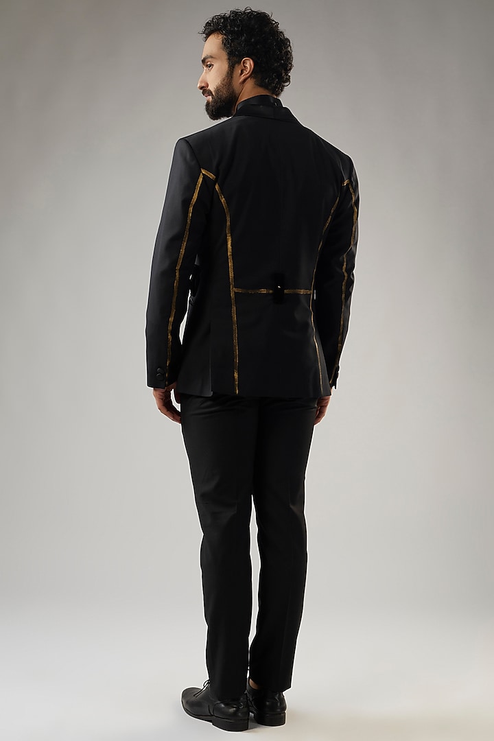Black Terry Rayon Tuxedo Set by UMANG MEHTA at Pernia's Pop Up Shop