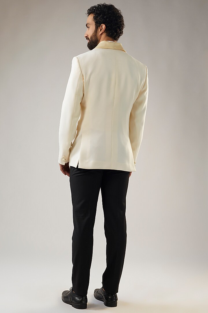 Ivory Terry Rayon Tuxedo Set by UMANG MEHTA at Pernia's Pop Up Shop
